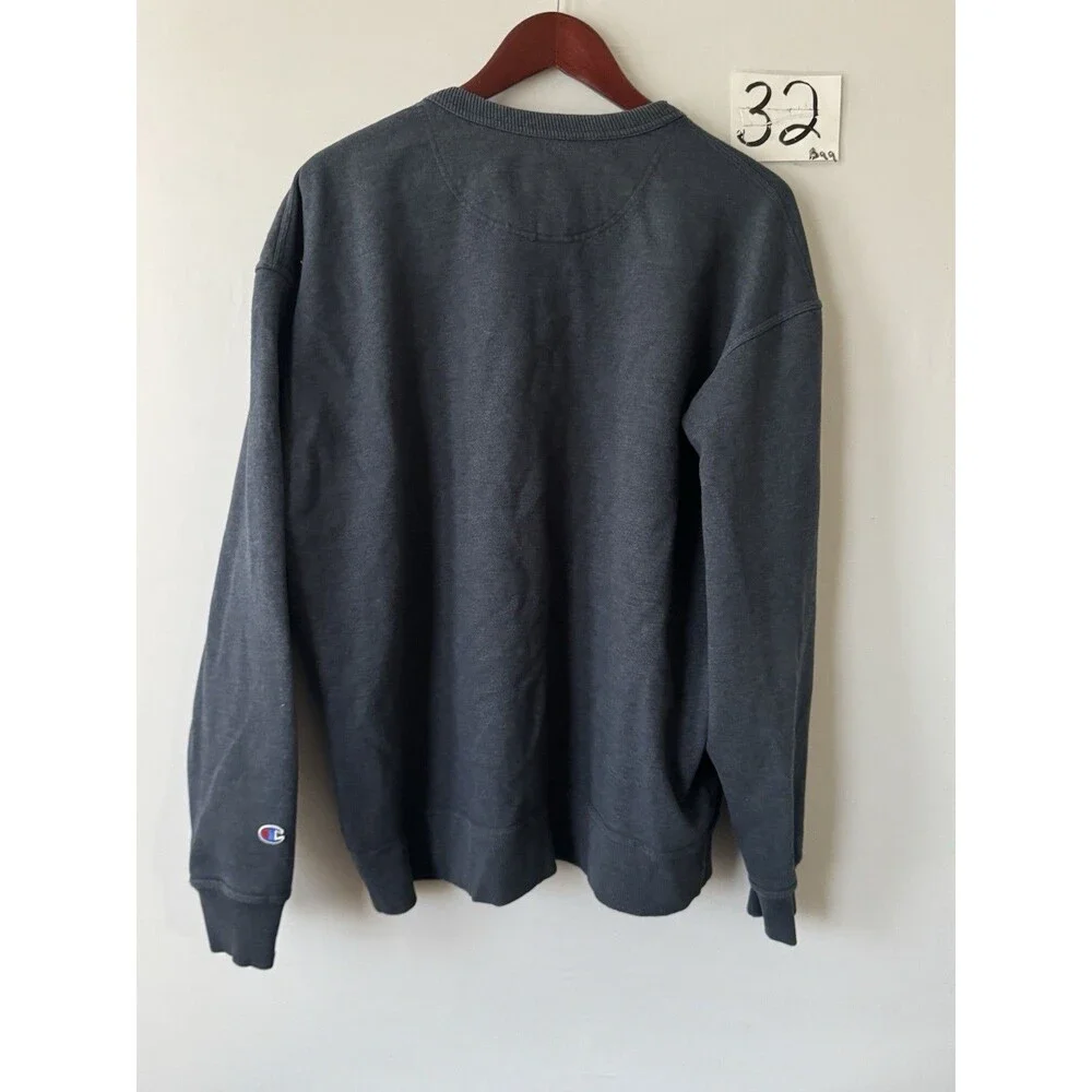 Champion Crewneck Sweatshirt Mens XXL 2XL Gray Embroidered Logo Pullover